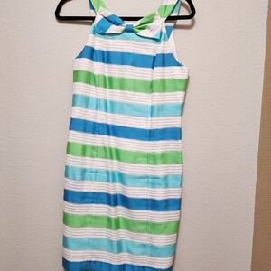 Lilly Pulitzer Striped Dress with Pink Label and Green Accent Sz 6 Vintage